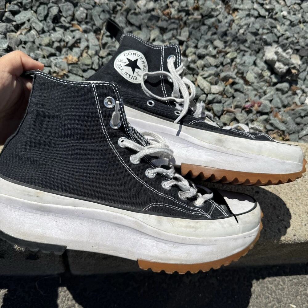 Unisex Converse Sz Men 9.5 Women 11 Platform Run Star Hike Hi Canvas Black/White